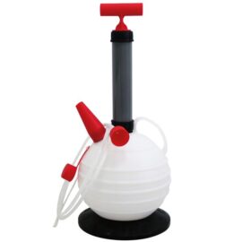 Carterpomp Oliepomp 6 liter, kunststof hevelpomp met ribbels, rode T-greep, voor vloeistofoverdracht aan boord.
