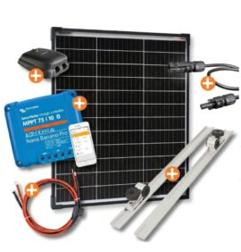 Sunpower 60 Watt zonnepaneelset, monokristallijn, hekstoelmontage voor bootgebruik, laadregelaar & MC4.