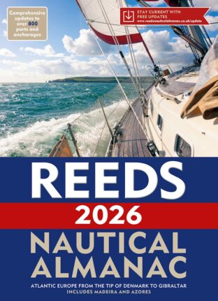 Reeds Nautische Almanak 2026, zeilalmanak, actuele vaarkaarten Atlantisch Europa, Madeira, Azoren; navigatie aan boord.
