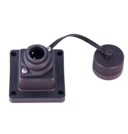 Philippi Stopcontact paneel zwart, met afdekkap en schroefgaten, paneelsocket voor stroom aan dek of in kajuit, 180 graden.