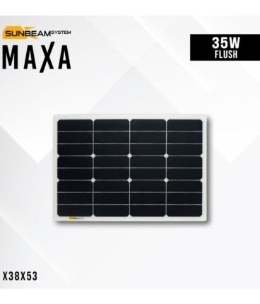 Maxa 35W Flush zonnepaneel, zwart met witte rand, flush model voor stroomvoorziening aan boord; maat X38X53.