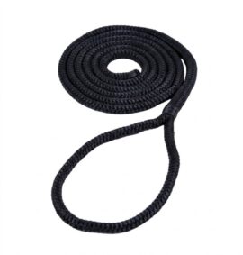 Fenderlijn Polyester Zwart, polyester landvast, zwart, met ooglus; ideaal voor het bevestigen van een stootwil aan boord.