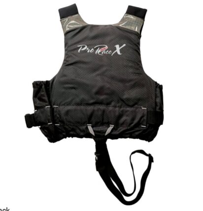 Pro Race X Zwemvest Lalizas 50N, zwart reddingsvest met verstelbare banden en kruisband, voor watersport aan boord.