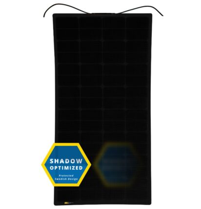 SUNBEAMsystem Maxa 109W zonnepaneel, Shadow Optimized, zwarte aansluitdoos, ideaal voor montage op dek of kajuit van jacht.