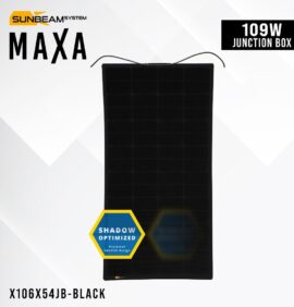SUNBEAMsystem Maxa 109W zonnepaneel, zwart, schaduw geoptimaliseerd, met aansluitdoos. Voor energie aan dek of op de kuip.