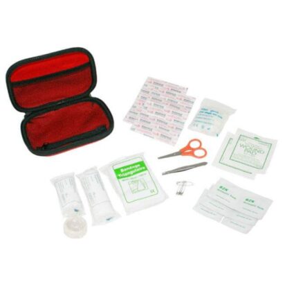EHBO Emergency Kit 1 Reisset; waterdichte rode dry bag met verband, pleisters, EHBO-tools; voor nood aan boord.