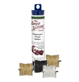 Speedy Stitcher 4x gewaxt polyester zeilgaren, tan/zwart/wit/beige, reparatiegaren voor tuigage aan boord.