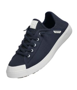 Tropicfeel Sunset Baltic Navy heren zeilschoen, navy mesh bovenwerk, witte zool en neus, ideaal aan dek of op de steiger.