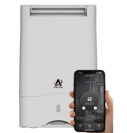 Arida Oslo 10L luchtontvochtiger, wit, met wifi; het interieur van je zeiljacht droog houden, slimme bediening via je smartphone aan boord.