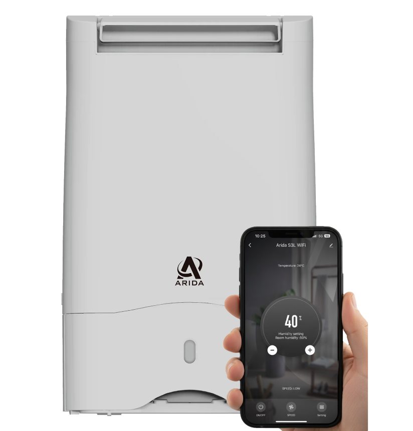 Arida Oslo 10L luchtontvochtiger, wit, met wifi; het interieur van je zeiljacht droog houden, slimme bediening via je smartphone aan boord.