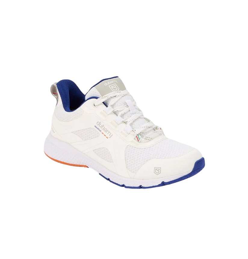 Dubarry Cowes zeiltrainer voor heren, bovenwerk van mesh, zeilschoen met blauw/oranje accenten, voor grip aan dek.