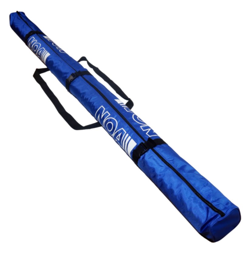 NOAH zeil-waterdichte tas, blauw PVC, rechthoekig met zwarte handvatten; ideaal voor natte uitrusting aan boord.