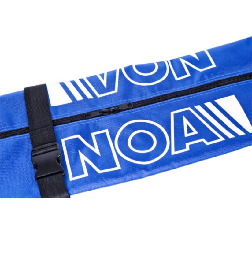 VONNOA-waterdichte tas, waterdicht nylon, zeiltas voor gebruik aan dek; opvallend wit logo en diagonaal streepmotief.