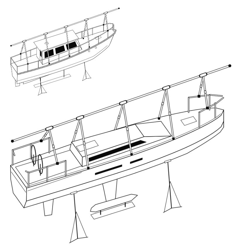NOA Dekzeilframe voor winteropslag, aluminium frame, voor winteropslag van zeil- en motorboten, met opstaptreden op het dek.